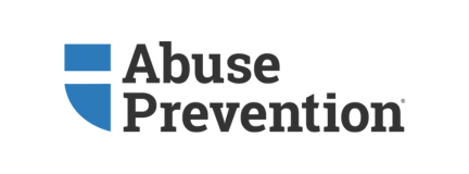 Light blue background with Abuse Prevention logo with half blue shield